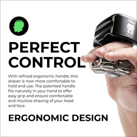 Skull Shaver ergonomic grip detail for steady control and comfortable handling