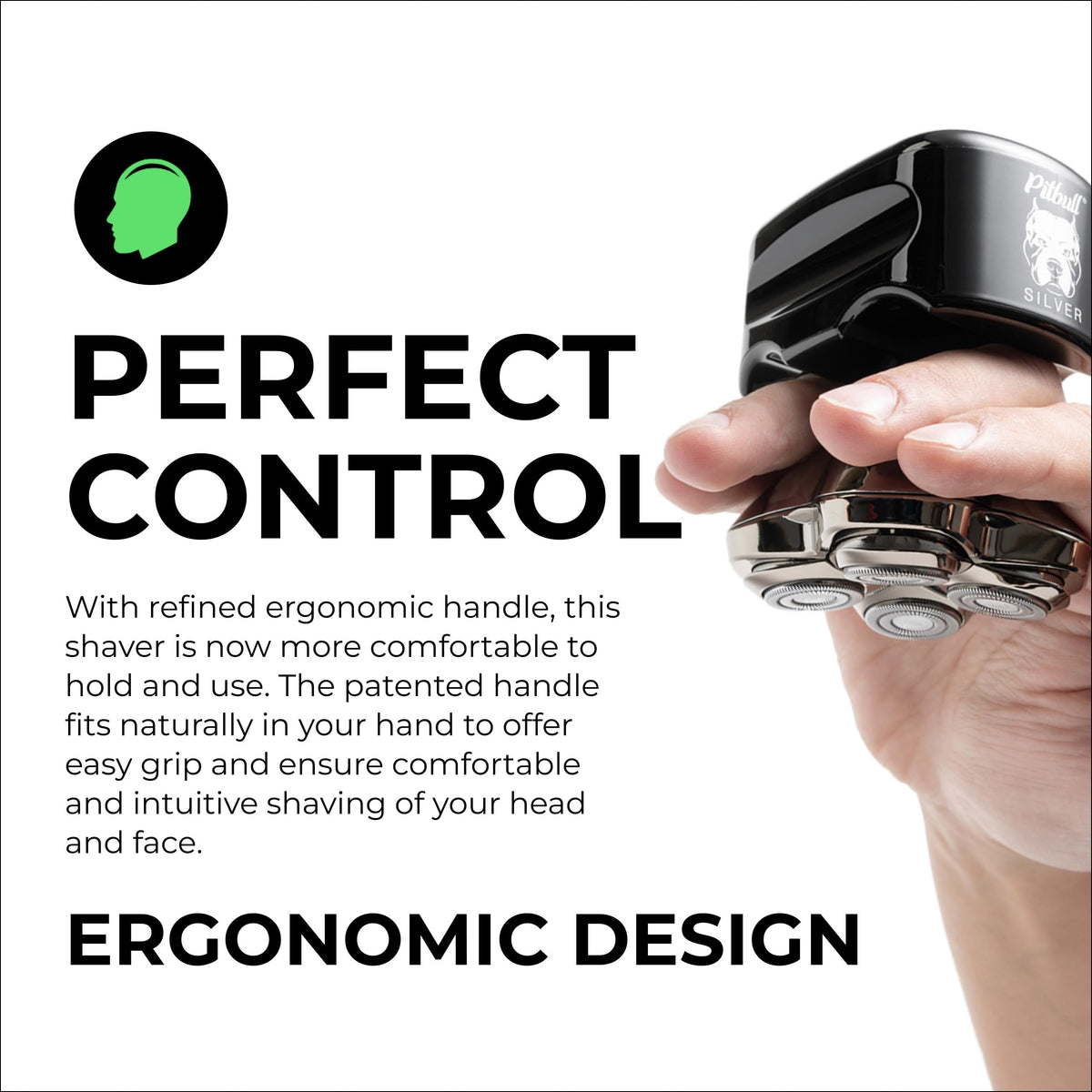 Skull Shaver ergonomic grip shot highlighting comfortable control and balance