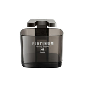 Skull Shaver rinse stand front view showing compact countertop storage and quick cleaning