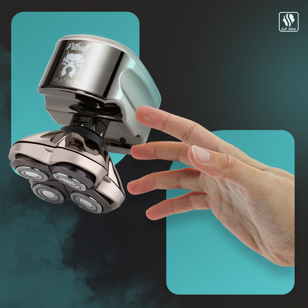 Skull Shaver on built-for-rinse stand illustrating easy drying and hygienic storage