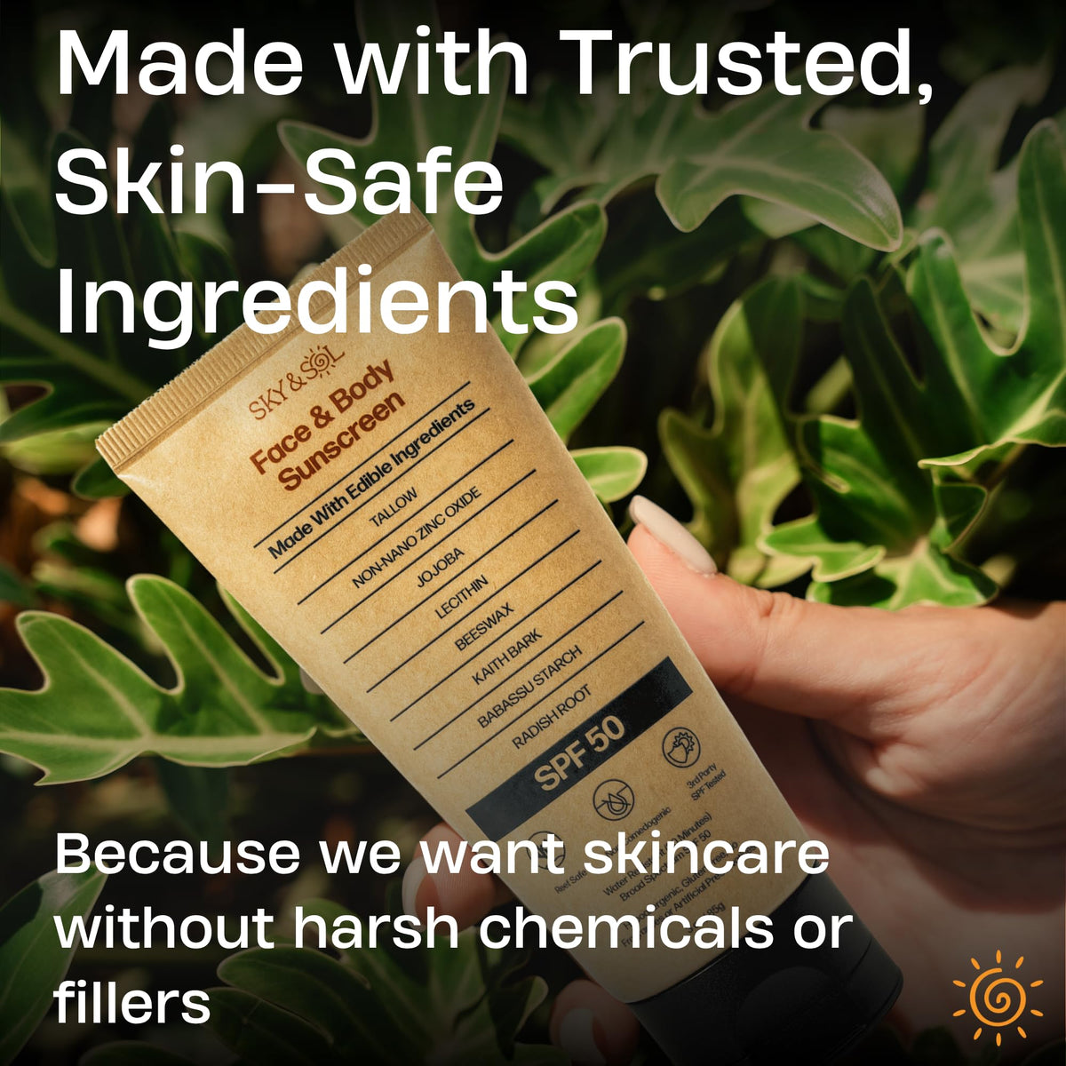 Sky and Sol being applied to face for smooth mineral sun protection