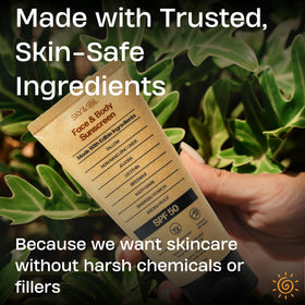 Sky and Sol being applied to face for smooth mineral sun protection