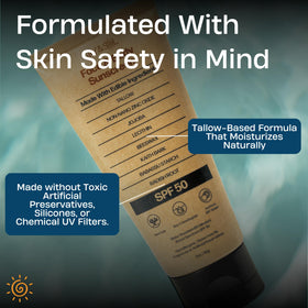 Sky and Sol on beach demonstrating reef-safe sunscreen for outdoor use