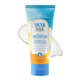 Sky and Sol front jar showing product packaging and compact size benefit