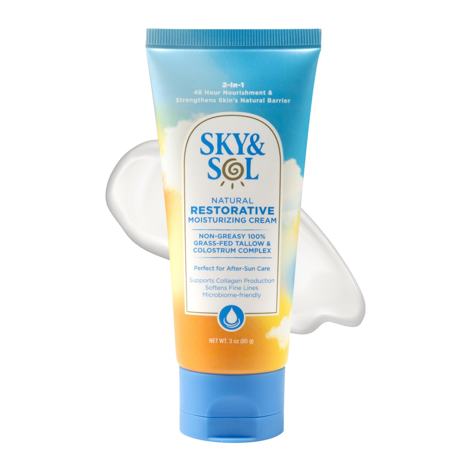 Sky and Sol front jar showing product packaging and compact size benefit