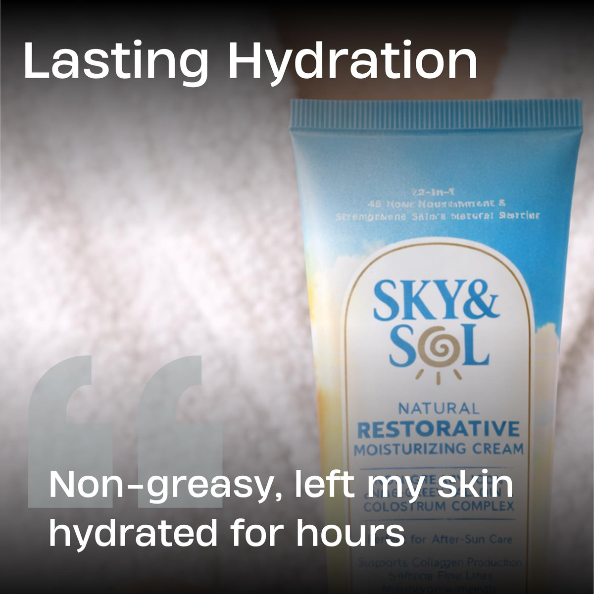 Sky and Sol jar next to towel after sun showing soothing recovery benefit
