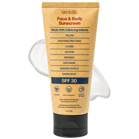 Sky and Sol front tube showing label and 3 oz size, highlights reef-safe benefit