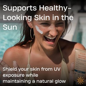 Sky and Sol tube in hand to show 3 oz size for travel convenience