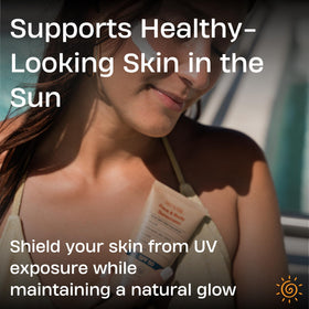 Sky and Sol applied on cheek under makeup, shows minimal white cast benefit