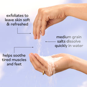 Sky Organics bath setup with tub and dissolved salts showing a relaxing soak scene