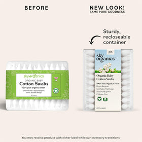 Sky Organics close-up of ultra-soft organic cotton tip demonstrating superior absorbency and softness