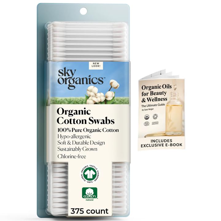 Sky Organics close-up of ultra-soft cotton tip, gentle on skin