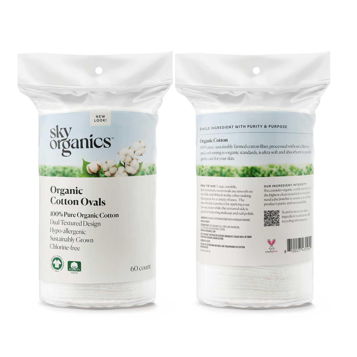 Sky Organics eco-friendly labels featuring GOTS certification and B Corp benefit