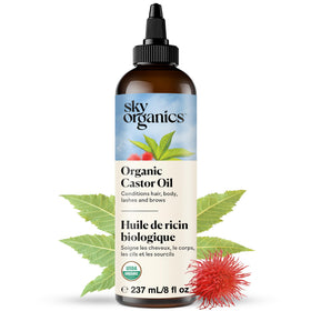 Sky Organics front bottle showing 8oz castor oil for nourishing hair