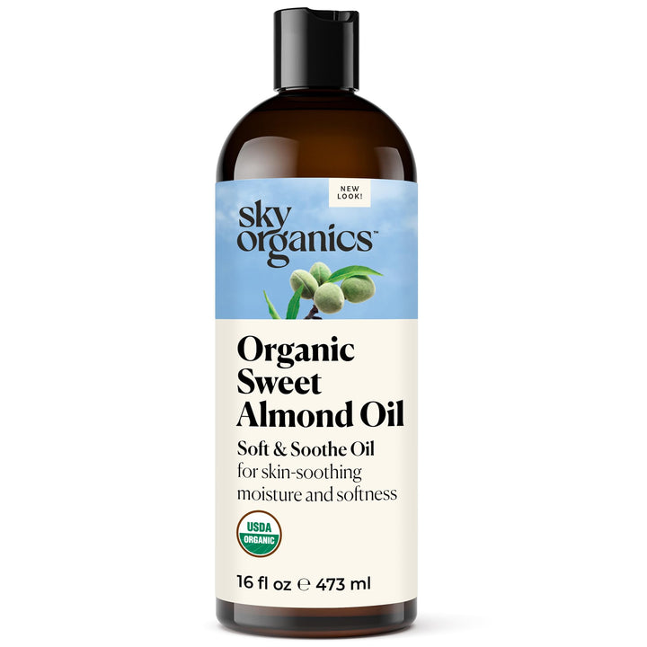 Sky Organics front bottle showing 16 fl oz and organic label for clear product identification and trust