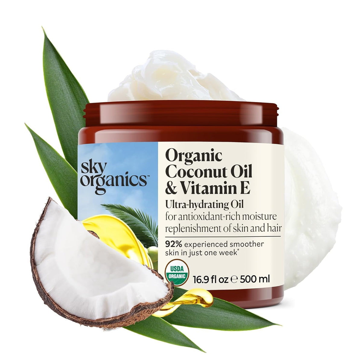 Sky Organics front bottle showing label and size benefit hydration