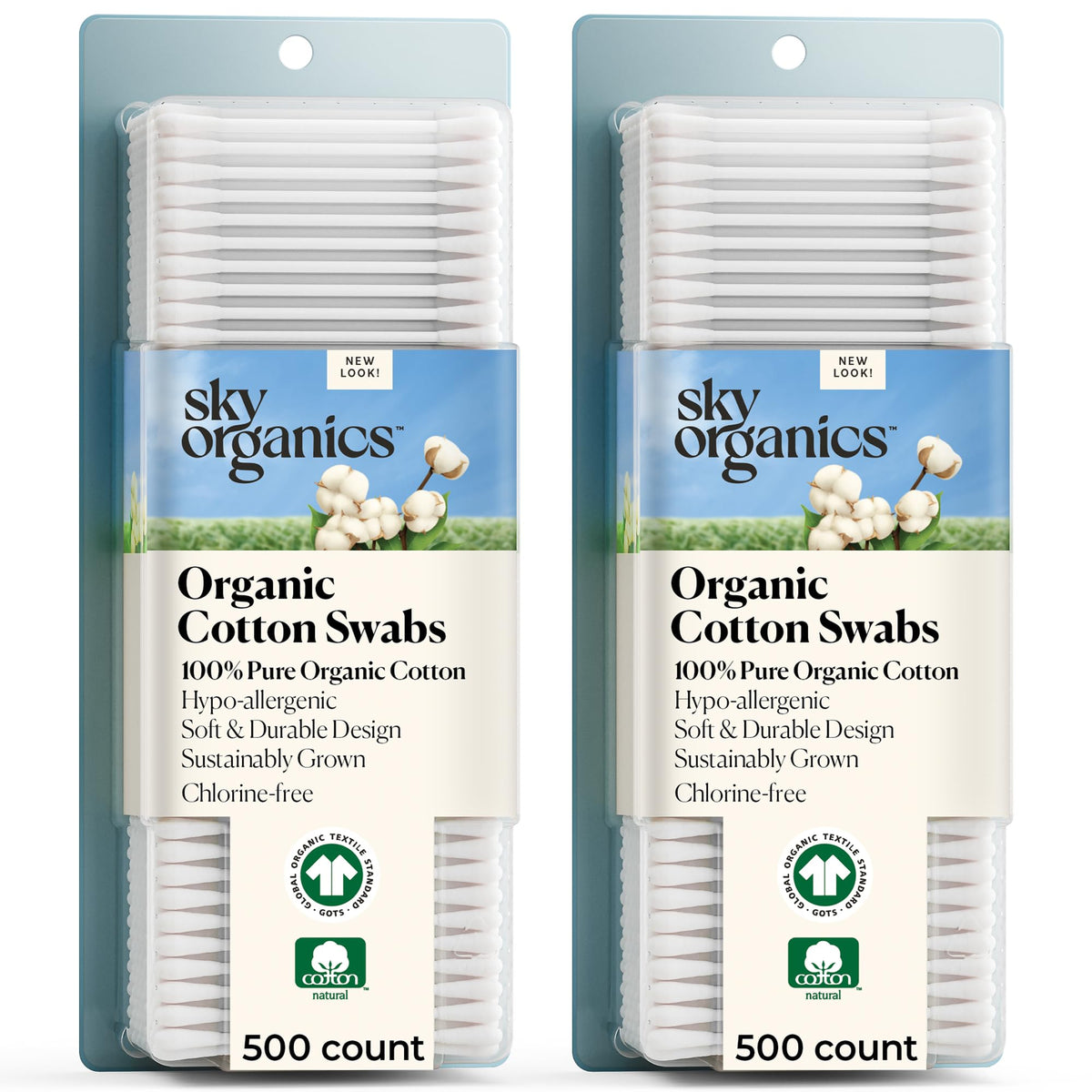 Sky Organics front packaging showing 1000 ct and eco features for storage benefit