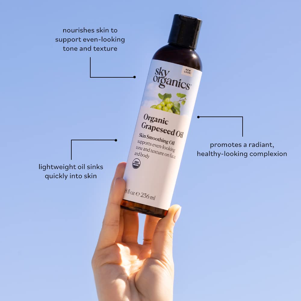 Sky Organics bottle next to ruler showing 8 fl oz scale and travel ease