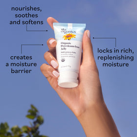 Sky Organics used on hands and elbows, restores smoothness and softness