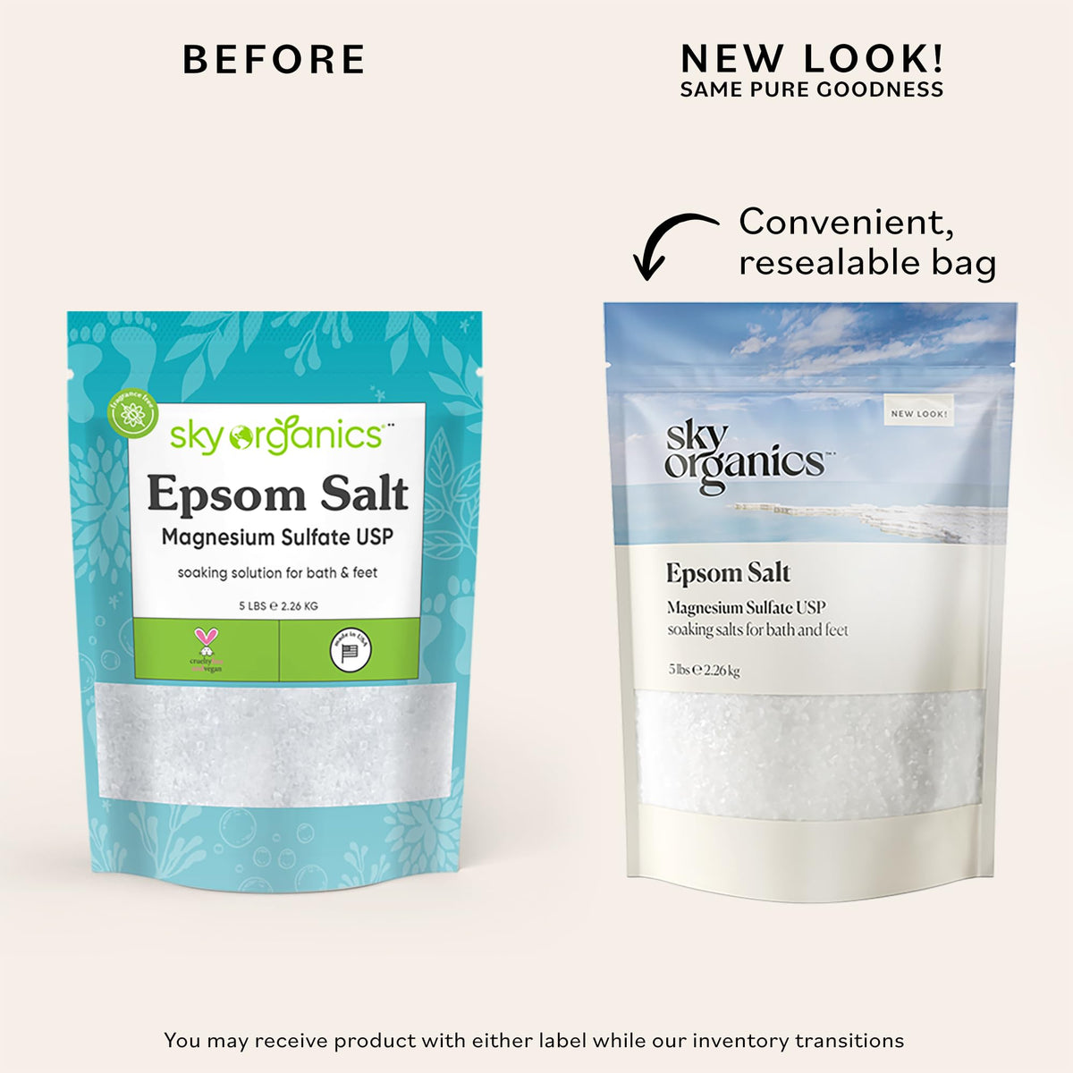 Sky Organics medium-grain salt close-up texture highlighting quick dissolution in water
