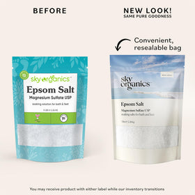 Sky Organics medium-grain salt close-up texture highlighting quick dissolution in water