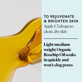 Sky Organics oil in palm showing lightweight texture and fast absorption benefit