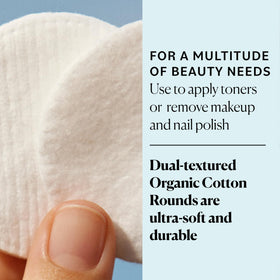 Sky Organics pad held in hand to show true size and easy handling for skincare