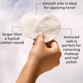 Sky Organics pad soaked with toner illustrating absorbency and even product use