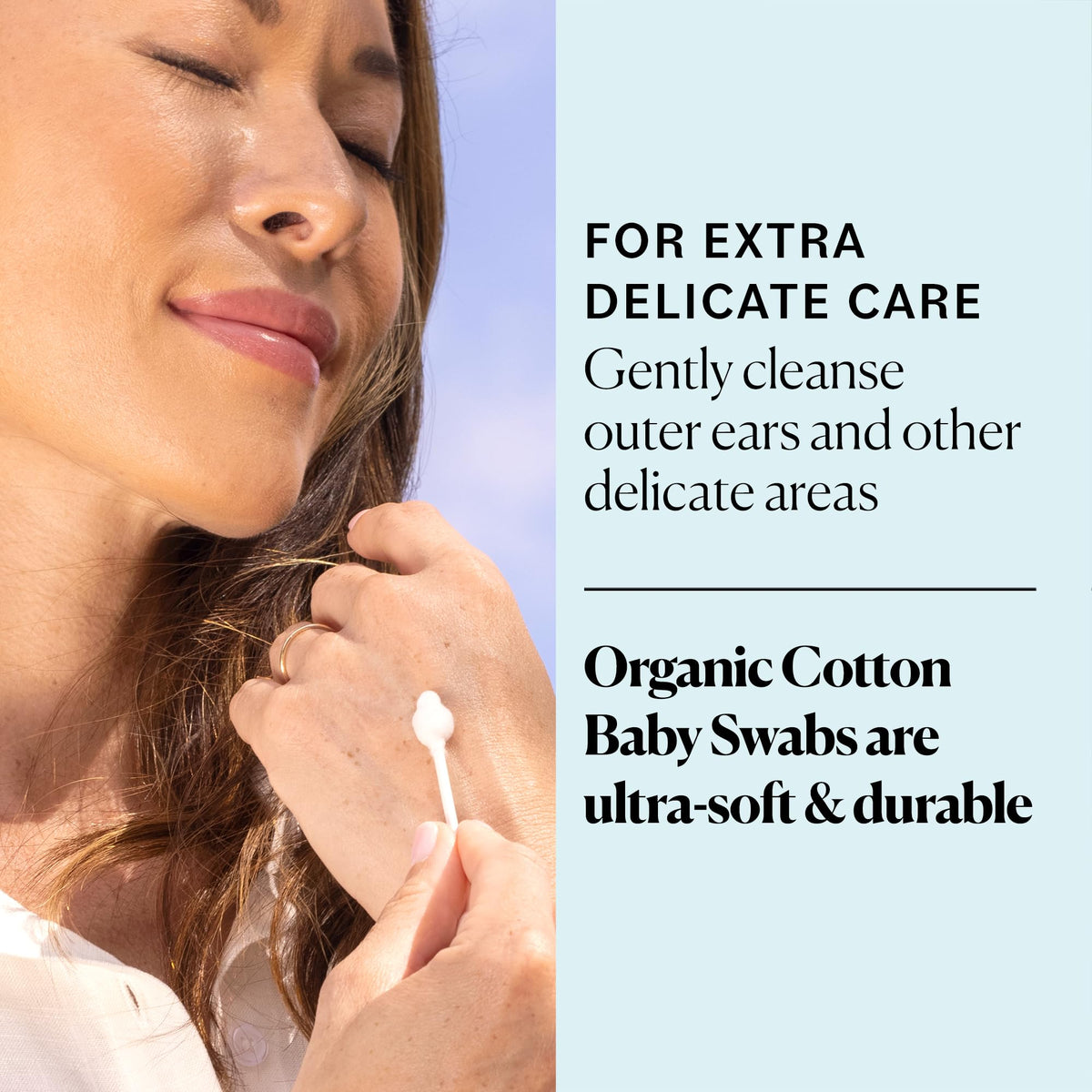 Sky Organics paper shaft detail highlighting strong biodegradable stick that resists bending during use