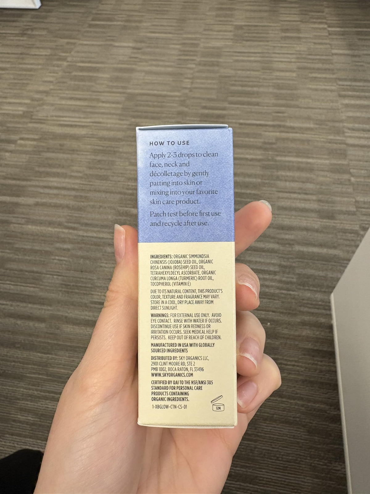 Sky Organics bottle with recycling symbol highlighting sustainable packaging and responsibility