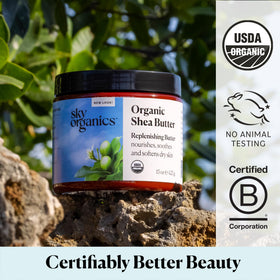 Sky Organics product label close-up highlighting raw and unrefined ingredient benefit