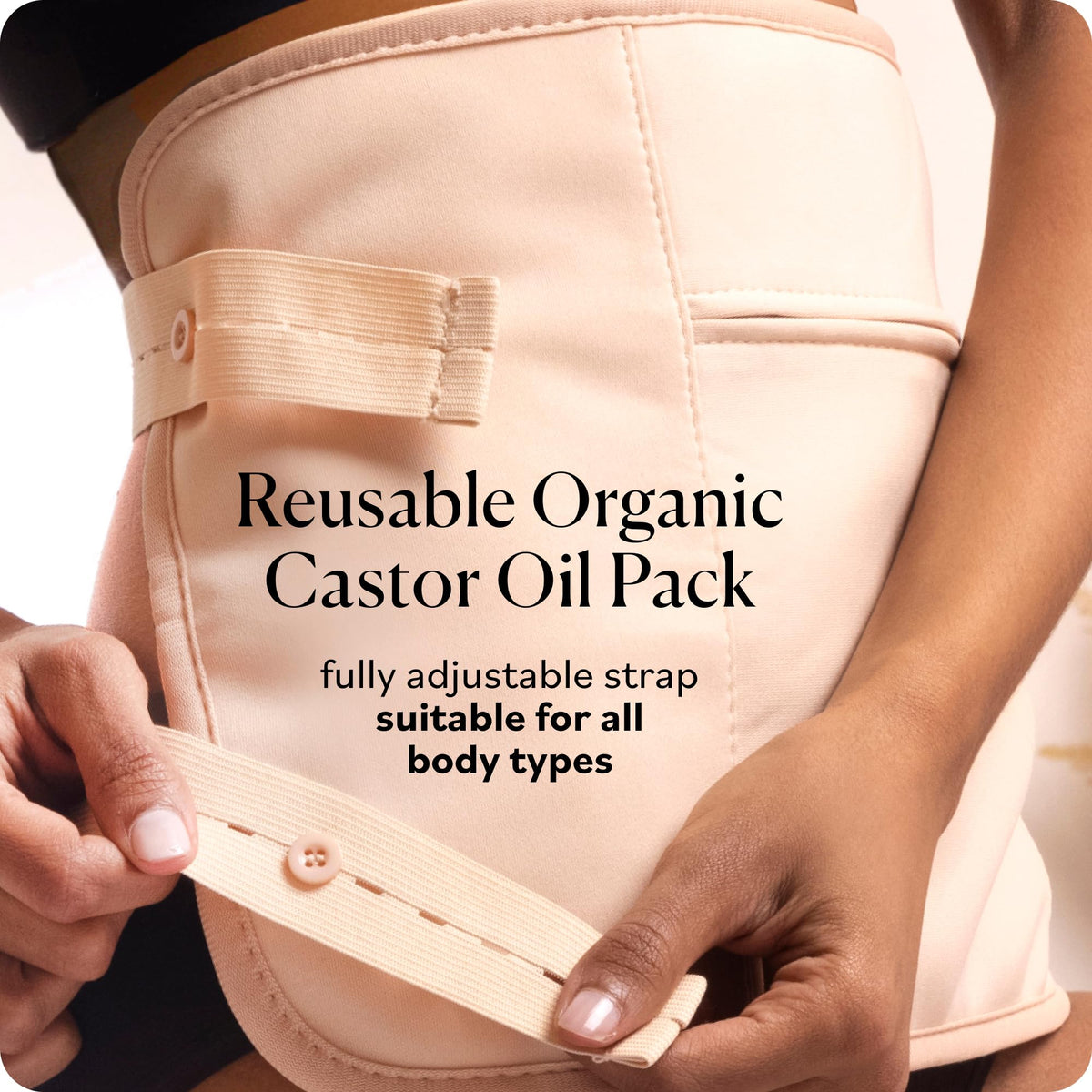 Sky Organics wrap in use on abdomen demonstrating targeted support