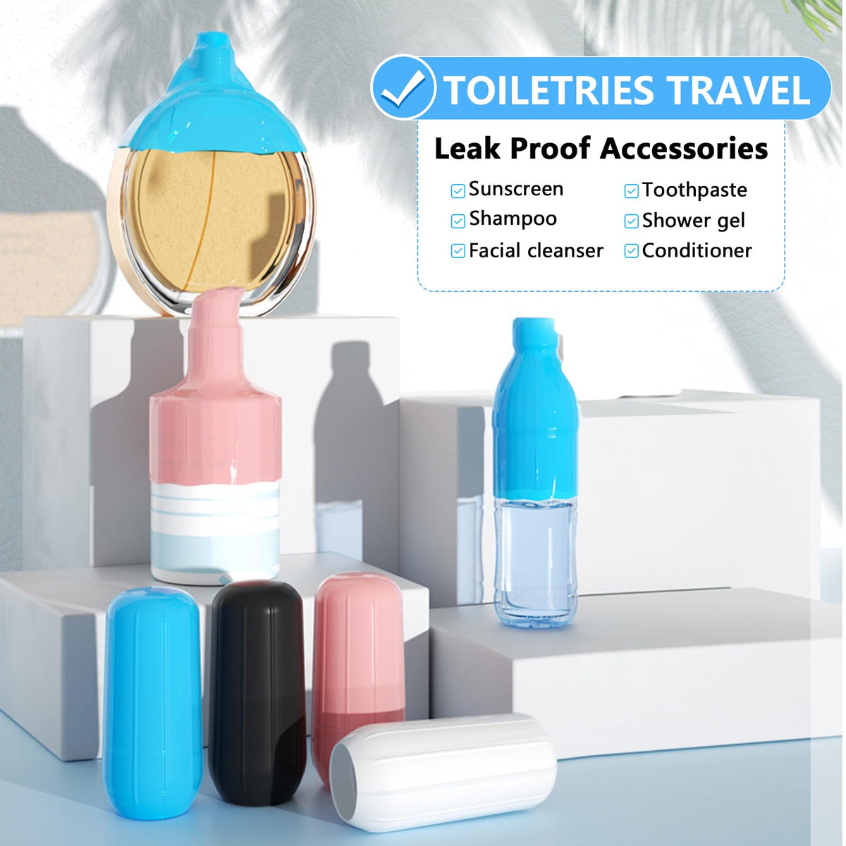 Skyconser sleeves protecting toiletries inside beach luggage during travel