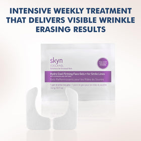 skyn ICELAND patch applied at mouth corners demonstrating targeted lift