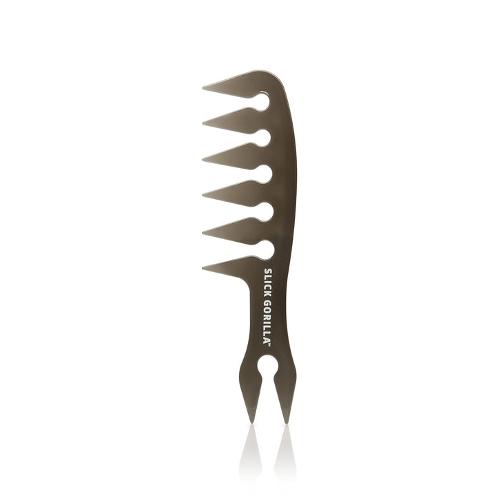 Slick Gorilla front view of carbon texture comb showing full shape and grip benefit
