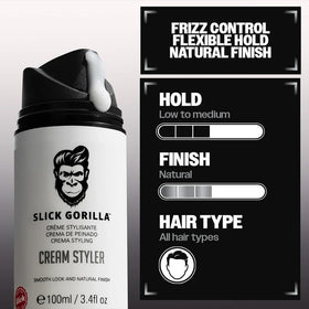 Slick Gorilla styled hair before and after showing natural finish