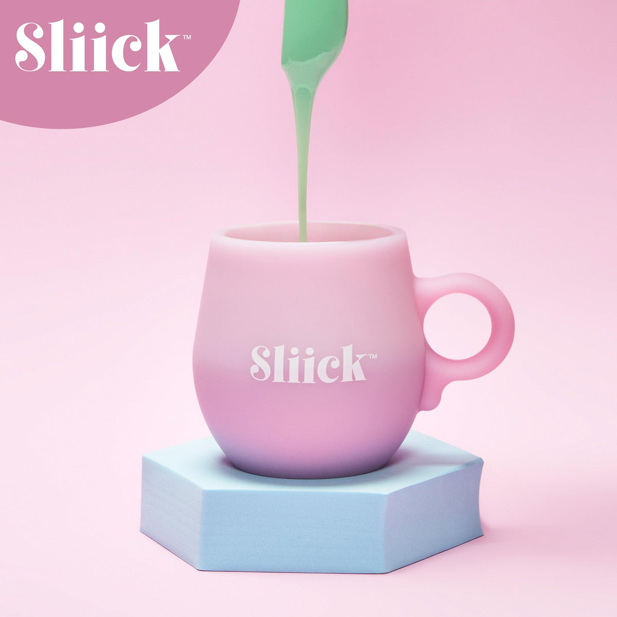 Sliick melting cup beside a hand to show scale and portion control for single sessions
