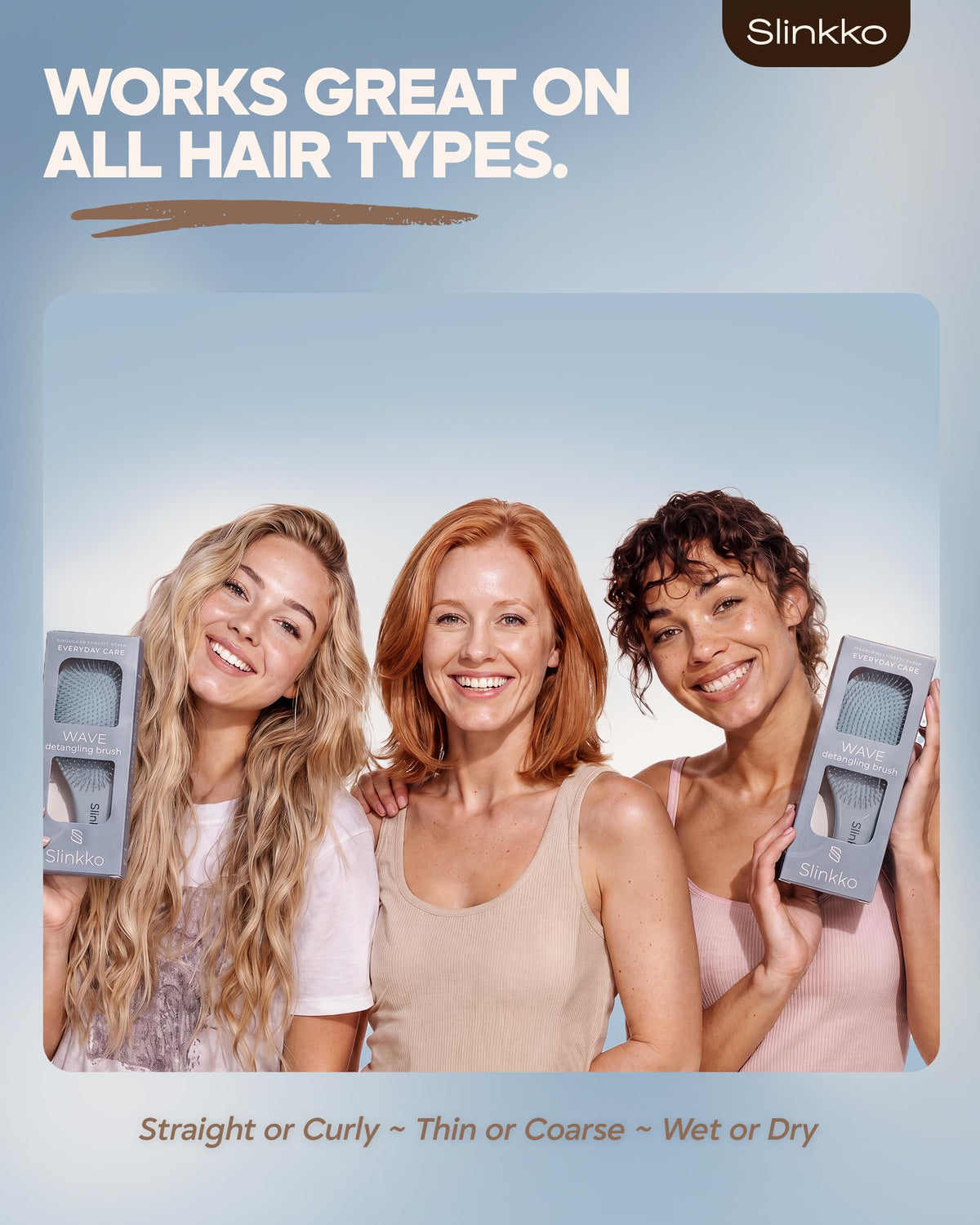 Slinkko detangler smoothing dry curly hair with minimal pulling and pain