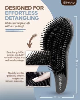 Slinkko brush shown in hand to illustrate size and comfortable grip