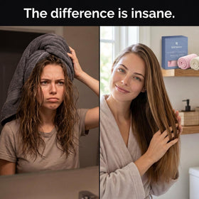 Slinkko towel on bathroom vanity for convenient daily routine benefit