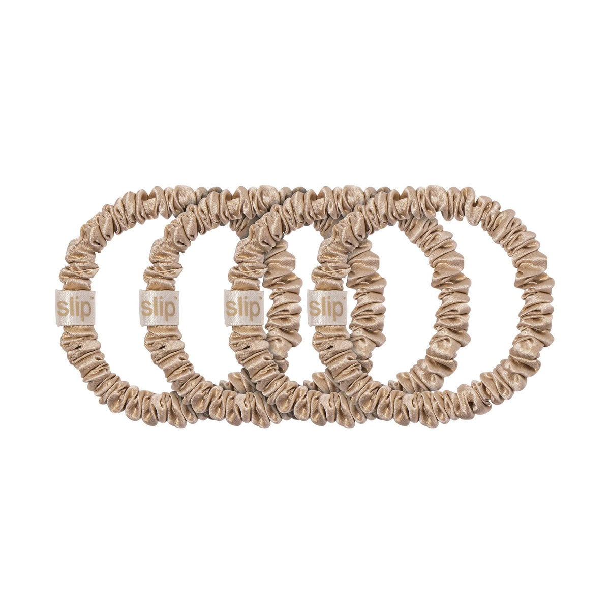 SLIP set of four stacked blonde scrunchies, rotation-ready convenience benefit