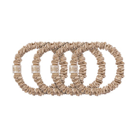 SLIP set of four stacked blonde scrunchies, rotation-ready convenience benefit