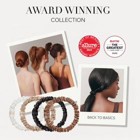 SLIP flat lay of blonde, light brown, dark brown trio highlighting color match benefit