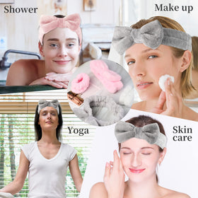 SLNZAPTY lifestyle bathroom vanity with headband and wristbands displayed for routine use