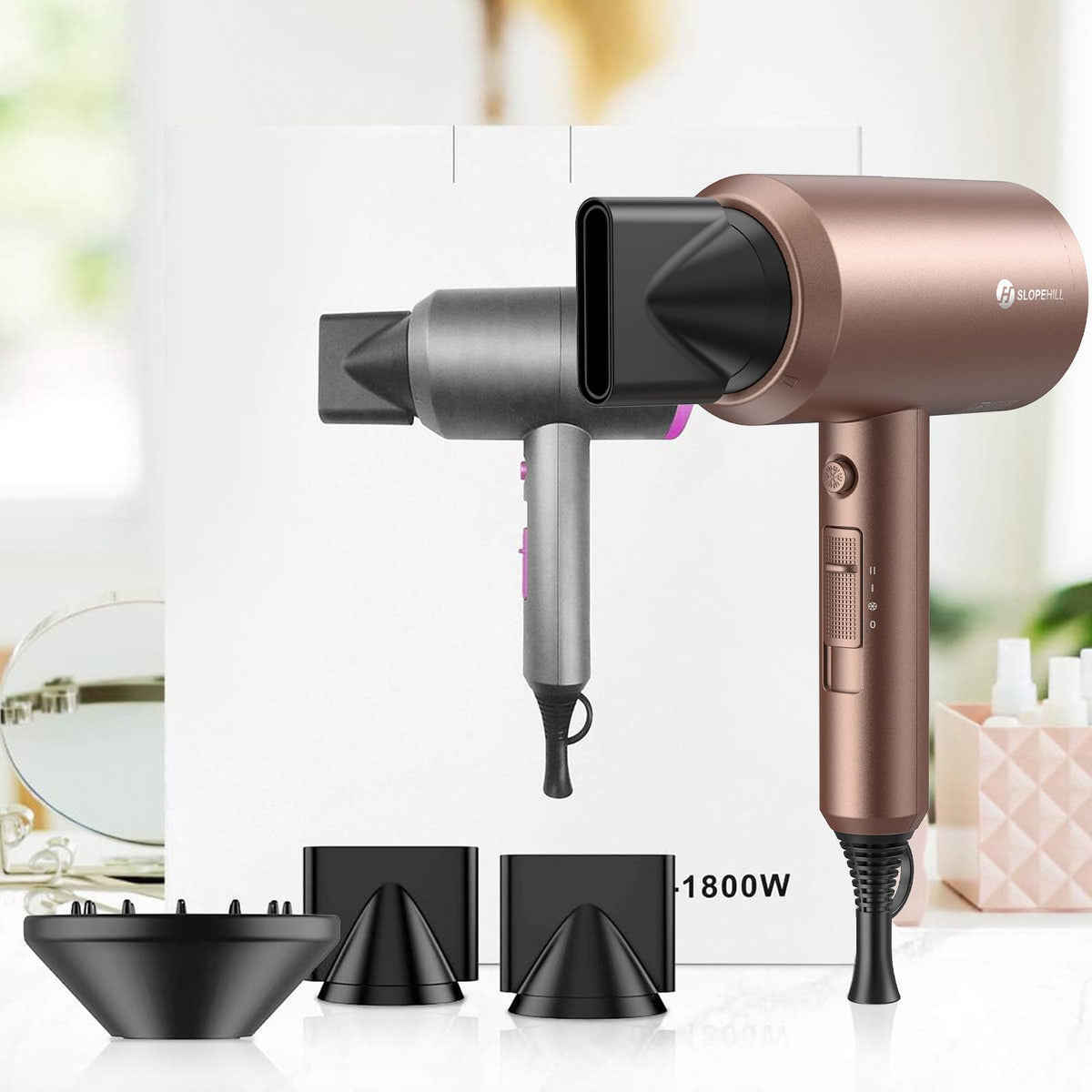 slopehill dryer diffuser on curly hair showing enhanced volume and defined curls