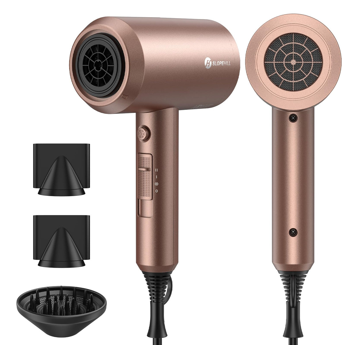 slopehill hair dryer front view showing mocha mousse finish and professional design
