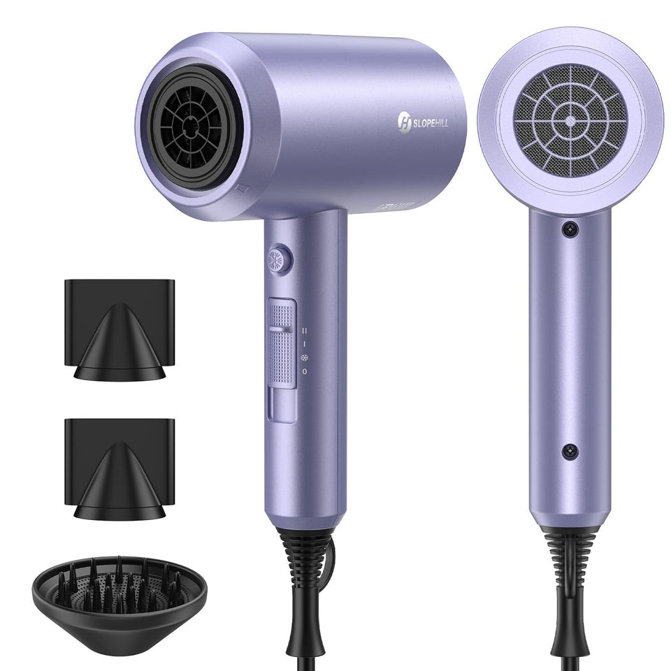 slopehill hair dryer front view showing lavender finish and ergonomic handle for comfortable styling