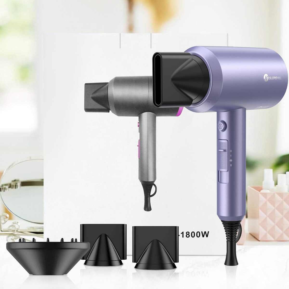 slopehill hair dryer packed in travel bag to show portability and salon results on the go