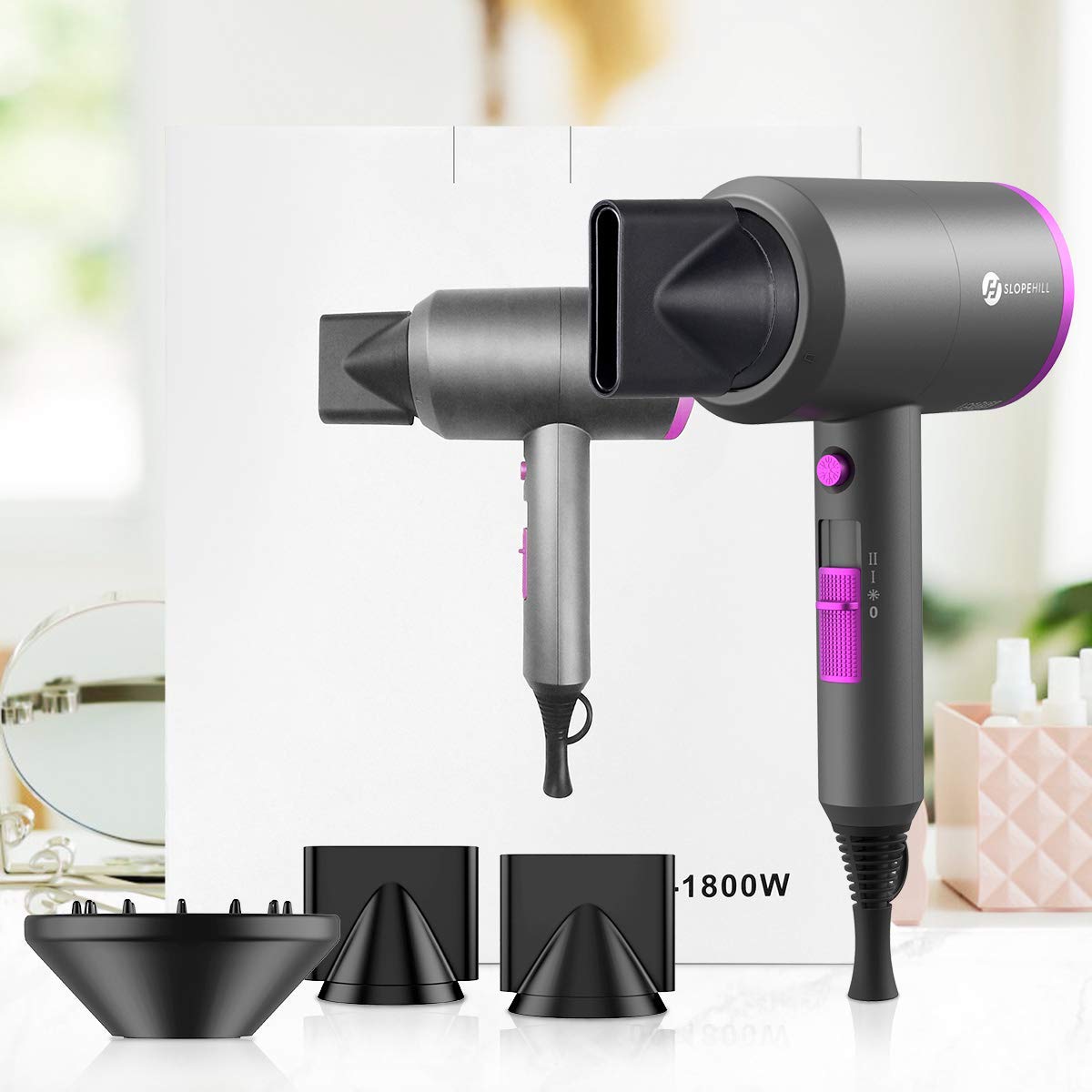 slopehill boxed with accessories showcasing included nozzles and diffuser benefit