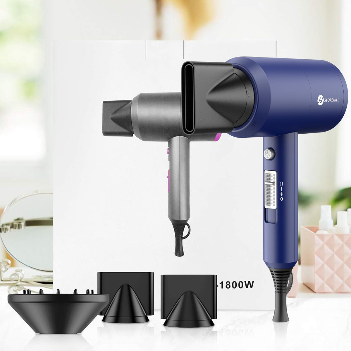 slopehill packaging and accessories showing included nozzles and travel-ready kit